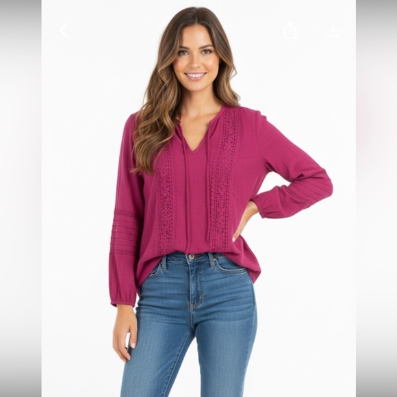 Entro size small new with tags fuschia embroidered blouse - Picture 1 of 4